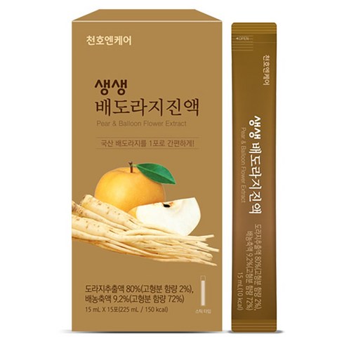 천호엔케어 약도라지 생 도라지와 배 생생 배도라지진액, 15ml, 15개