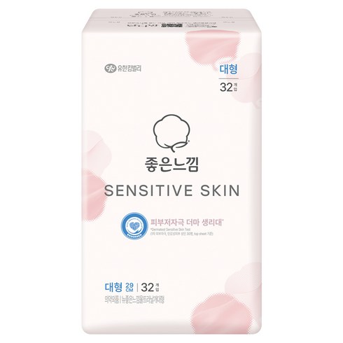 좋은느낌 센서티브스킨 생리대 날개형, 대형, 32개입, 1개