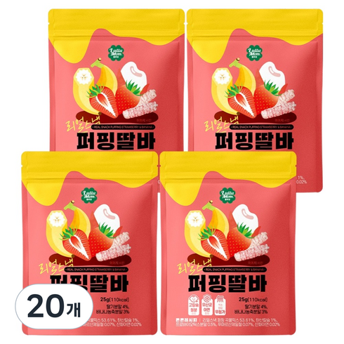 룰루맘 리얼스낵 퍼핑딸바, 25g, 20개, 혼합맛(딸기/바나나)