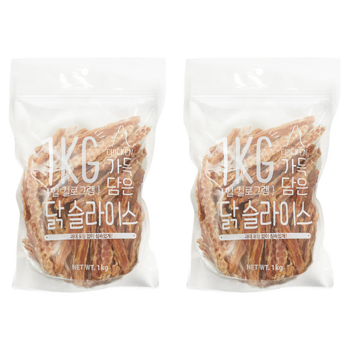 슈퍼츄 강아지 일킬로그램 가득담은 육포, 닭슬라이스, 1kg, 2개
