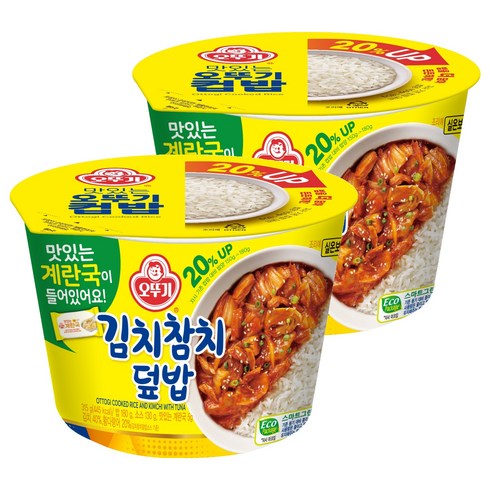 오뚜기 컵밥 김치참치덮밥+계란국, 2개, 315g