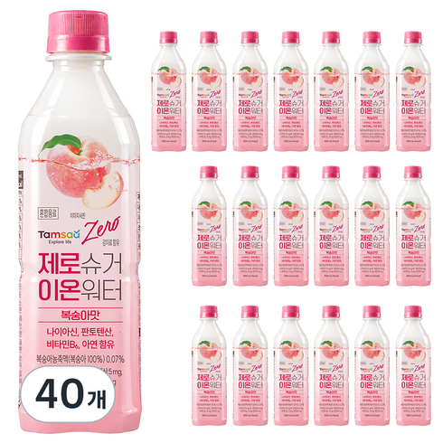 탐사 제로슈거 이온워터 복숭아맛, 500ml, 40개