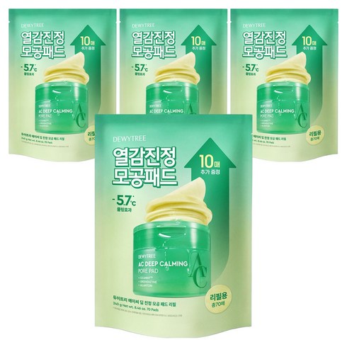 듀이트리 에이씨 딥 진정 모공 패드 리필, 70매입, 4개