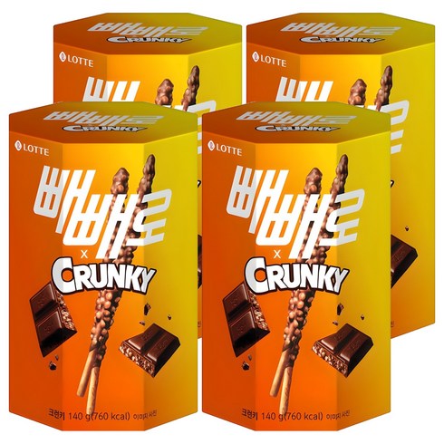 빼빼로 크런키, 140g, 4개