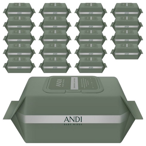 안디 시그니처 저자극 도톰한 아기 물티슈 엠보싱 저자극 대용량 캡형, 50g, 102매, 20개
