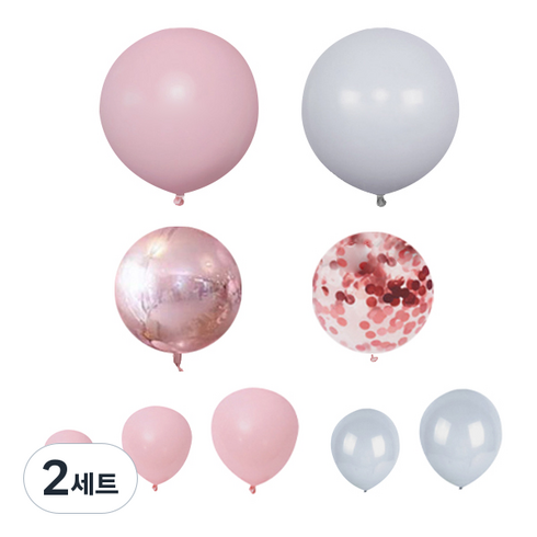 블럭마트 돌잔치 마카롱 파티풍선세트, TYPE A, 2세트