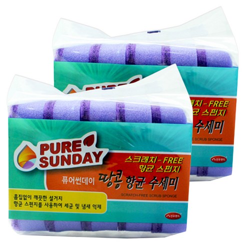 퓨어썬데이 땅콩 항균 스펀지 수세미, 5개입, 2개