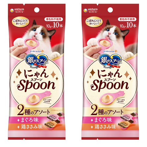 유니참긴노스푼 고양이 냥스푼 습식 간식 10개입, 혼합맛(참치/닭가슴살), 100g, 2개