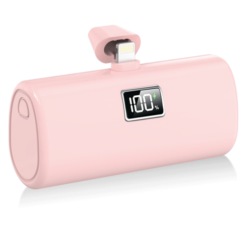 YINTO 고속 미니 보조배터리 8핀 5000mAh, XPB1, 핑크