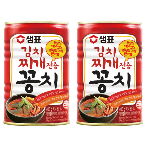 샘표 김치찌개용 꽁치 통조림, 2개, 400g