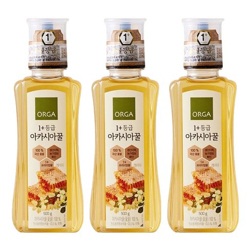 올가홀푸드 1+등급 아카시아꿀, 500g, 3개