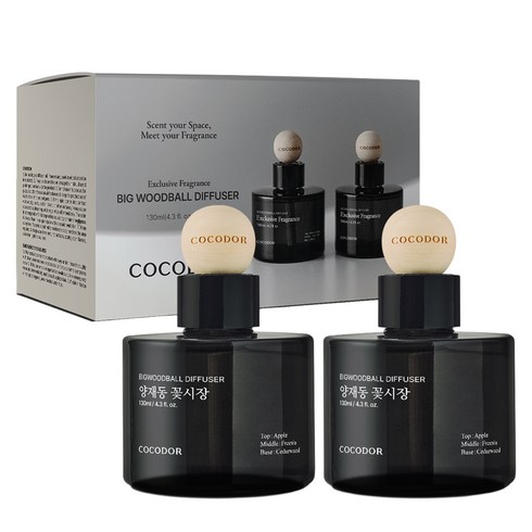 코코도르 프리미엄 빅우드볼 차량용 디퓨저 130ml 2개입, 양재동꽃시장, 1세트