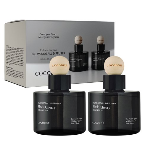 코코도르 프리미엄 빅우드볼 차량용 디퓨저 130ml 2개입, 블랙체리, 1세트