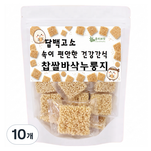 올리브잇 담백고소 속이 편안한 건강간식 찹쌀 바삭 누룽지, 550g, 10개