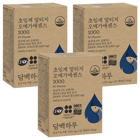담백하루 정품 초임계 알티지 오메가에센스 1000, 30정, 3개