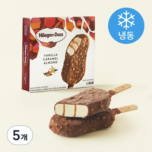 하겐다즈 멀티바 아이스크림 바닐라 캐러멜 아몬드 (냉동), 80ml, 3개입, 5개