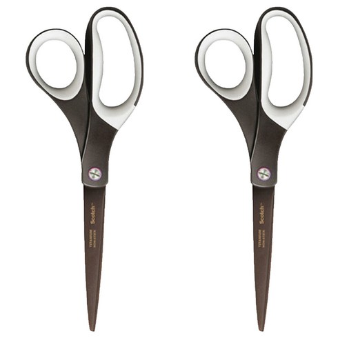쓰리엠 스카치 프리미엄 티타늄 가위 20.3cm, 브라운 + 화이트, 2개