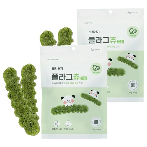 뽀시래기 강아지 플라그츄 덴탈껌, 그린 관절, 120g, 2개