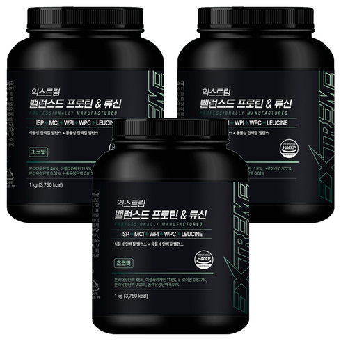 익스트림 밸런스드 프로틴 앤 류신 파우더, 1kg, 3개