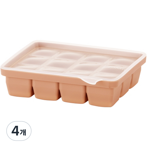 모윰 프리미엄 실리콘 이유식 큐브 12구, 360ml, 테라코타, 4개