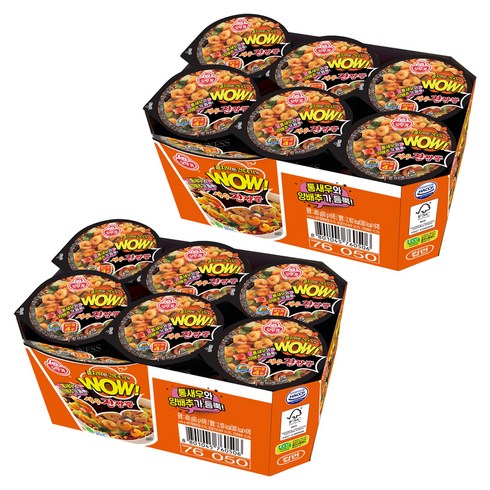 오뚜기 와우 새우 진짬뽕 컵 80g, 12개