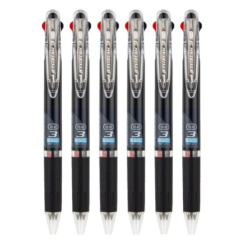 제트스트림 3색 볼펜 0.5mm SXE3-404-05, 블랙, 6개