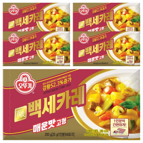 오뚜기 백세카레 고형 매운맛, 200g, 5개