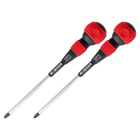 베셀 볼그립 파워 전공 드라이버 십자 빨간색 P.2 x 150 mm V220, 2개