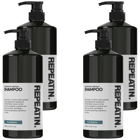 리피트인 딥퍼퓸 모이스처 약산성 프로틴 샴푸 유칼립투스향, 1L, 4개