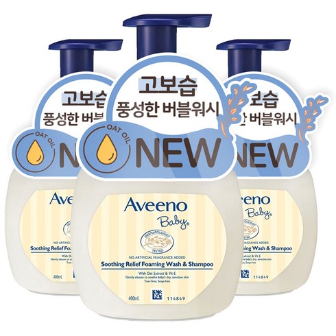 아비노베이비 수딩 릴리프 포밍 워시 앤 샴푸, 400ml, 3개