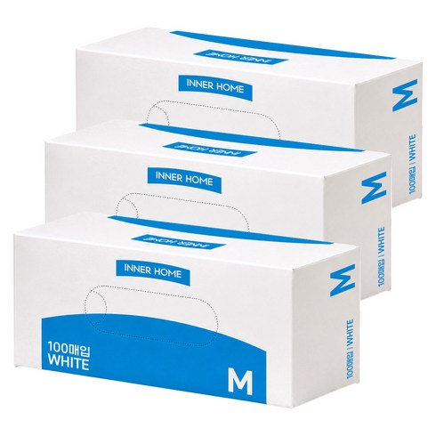이너홈 니트릴장갑 100p, 화이트, M, 3개