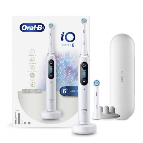 오랄비 iO8 전동칫솔 알라바스터, iO8 화이트 알라바스터, 화이트, 1개