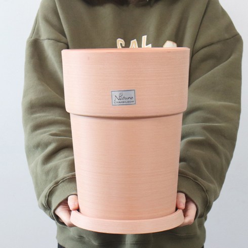 모리앤 라인스먼 플라스틱 화분 + 받침 세트 원형 2025, 테라코타, 1개