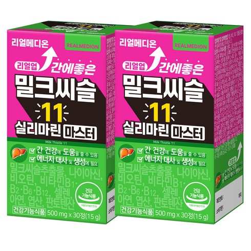 리얼메디온 리얼업 간에좋은 밀크씨슬 11 실리마린 마스터 15g, 2개, 30정