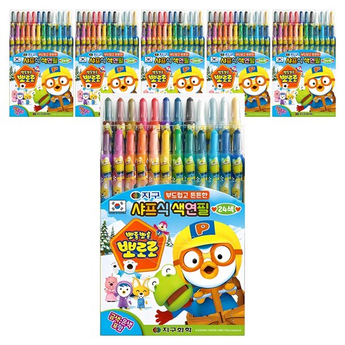 지구화학 뽀롱뽀롱뽀로로 샤프식 색연필, 24색, 6개