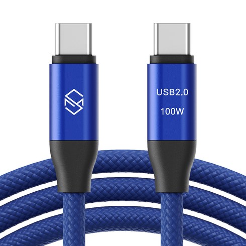 신지모루 E Marker 칩 100W C to C PD 초고속충전 케이블, 0.5m, 블루, 1개