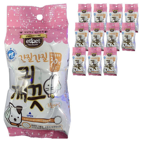 에티펫 반려동물용 귀 깨끗 세정 물티슈 30p, 150g, 12개