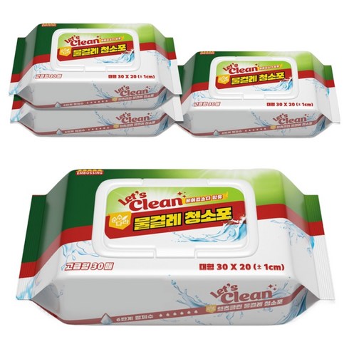렛츠클린 물걸레청소포 고급형, 4개