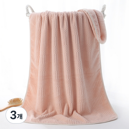 소니오 소프트 데일리 바스 비치타월 70 x 140 cm, 01 라이트핑크, 3개