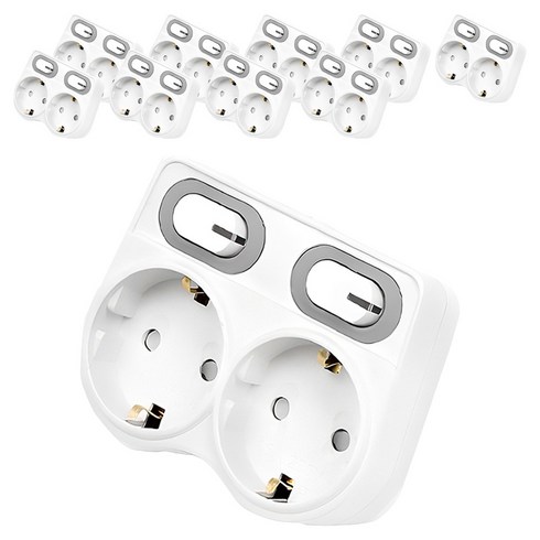 에코파워탭 국내 제조 LED 절전형 L자형 멀티탭 2구 EPM-L402L, 9.1cm, 화이트, 10개