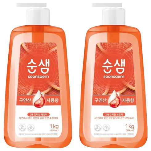 순샘 구연산 자몽향 주방세제, 974ml, 2개