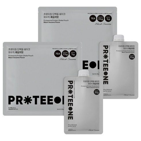 프로티원 단백질 쉐이크 파우치 흑임자맛 7p, 2개, 280g