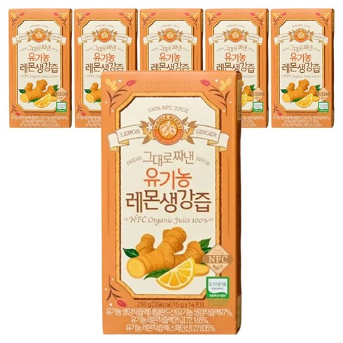 홀베리 그대로 짜낸 유기농 레몬 생강즙 14p, 210g, 6개
