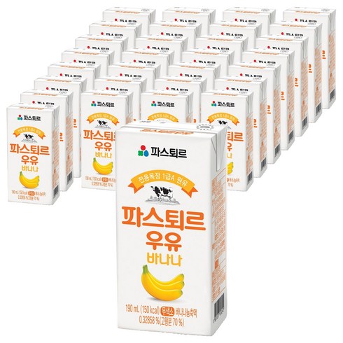 파스퇴르 전용목장 1급A 원유 바나나우유, 190ml, 48개