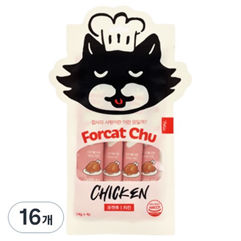닥터펠리스 고양이 포캣츄 짜먹는 간식 4p, 치킨, 56g, 16개