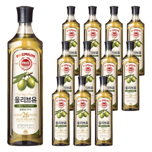 해표 압착 올리브유, 900ml, 12개