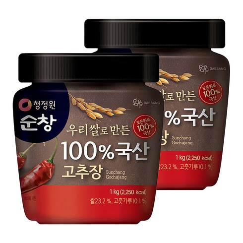 청정원 순창 우리쌀로 만든 100% 국산 고추장, 1kg, 2개