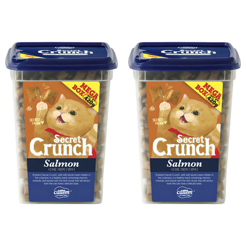 캣템 시크릿 크런치 메가박스 고양이 간식, 연어, 420g, 2개