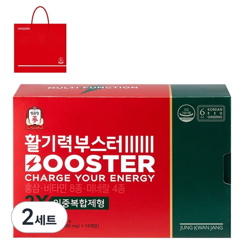 정관장 정품 활기력 부스터 20ml x 14병 + 400mg 14정 + 쇼핑백, 14회분, 280ml, 5.6g, 2세트