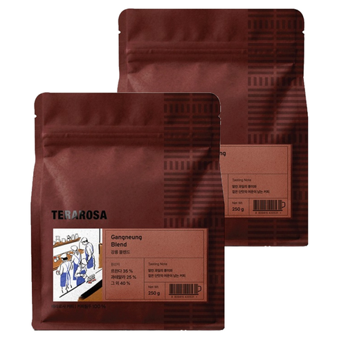 테라로사 강릉 블렌드 원두, 홀빈(분쇄안함), 250g, 2개